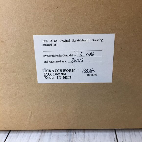 Original Scratchboard Giraffe Portrait by Carol Kehler-Hemdal (1985), Registered - Picture 12 of 14